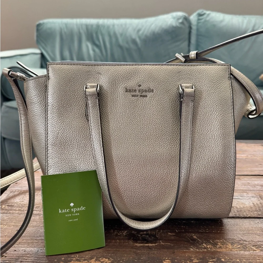 Kate Spade Metallic Jackson Leather Medium Satchel Crossbody Bag AND Wallet